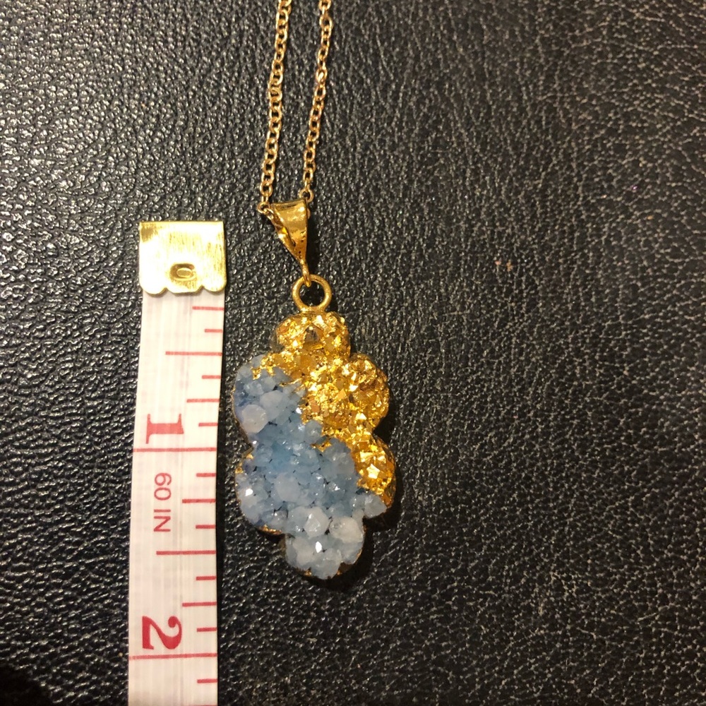 Handcrafted Gold Crystal Quartz Necklace - Picture 3 of 4